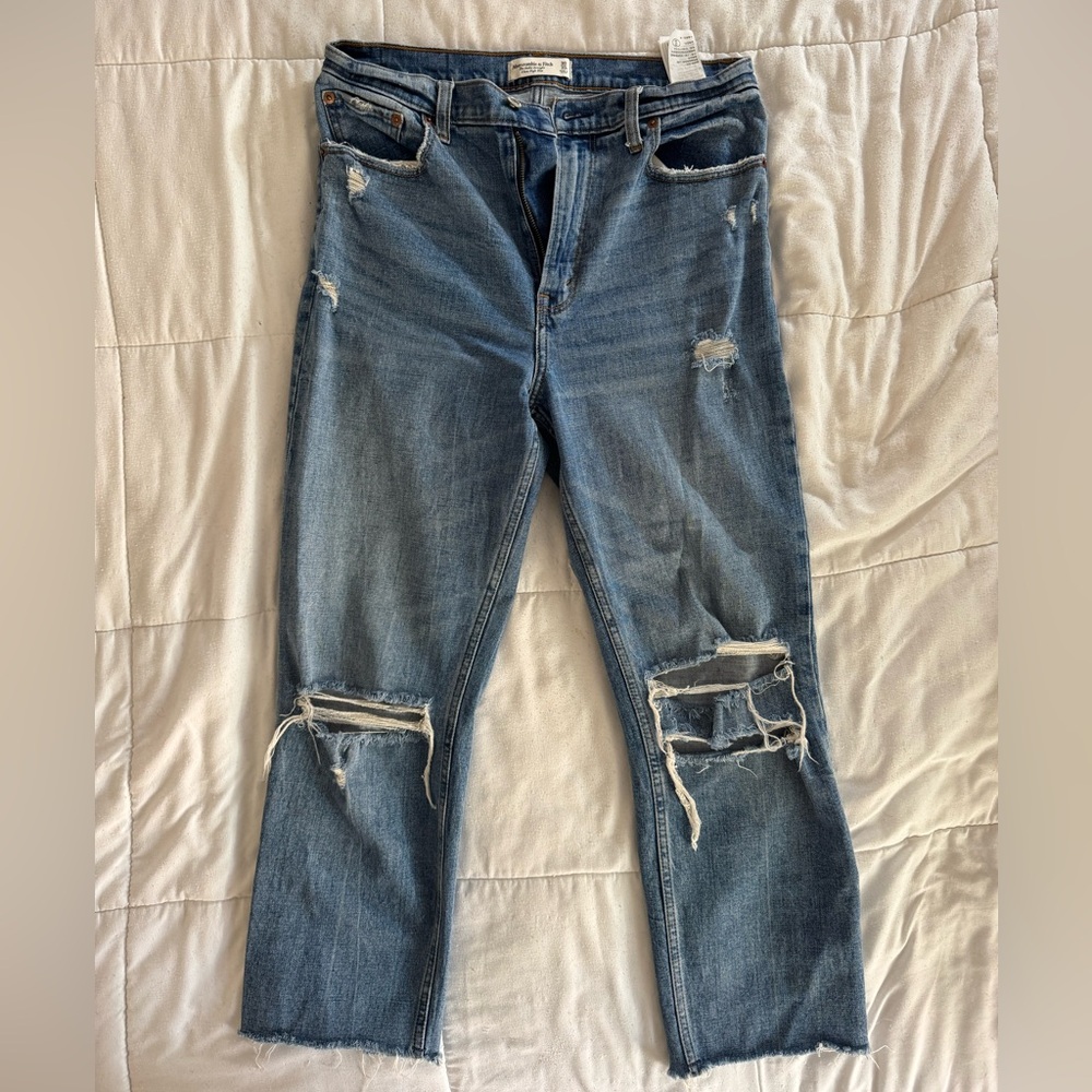 Abercrombie high rise ankle straight jeans